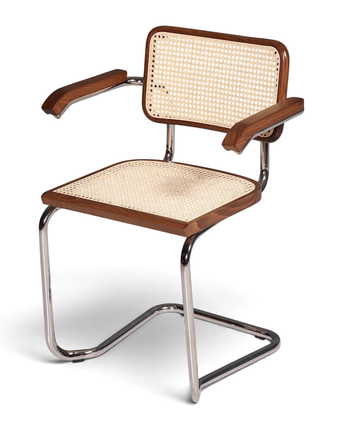 Korbgeflecht Freischwinger Armlehnstuhl &amp;quot;Milano&amp;quot; Made in Italy Braun Küchenstuhl Wippstuhl