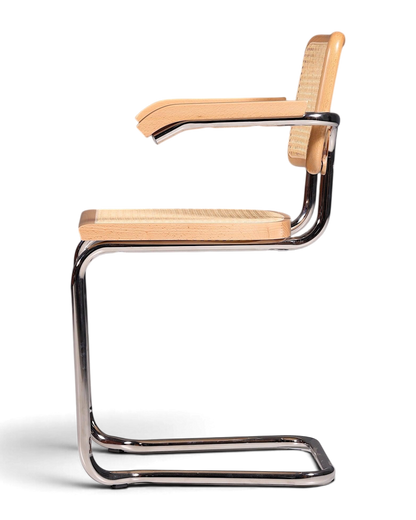 Korbgeflecht Freischwinger Armlehnstuhl &amp;quot;Milano&amp;quot; Made in Italy Beige Wippstuhl Sekretär Stuhl Esszimmer Stuhl