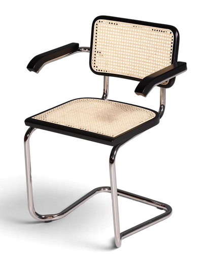 Korbgeflecht Freischwinger Armlehnstuhl &amp;quot;Milano&amp;quot; Made in Italy Schwarz Esszimmer Stuhl Wippstuhl Küchenstuhl