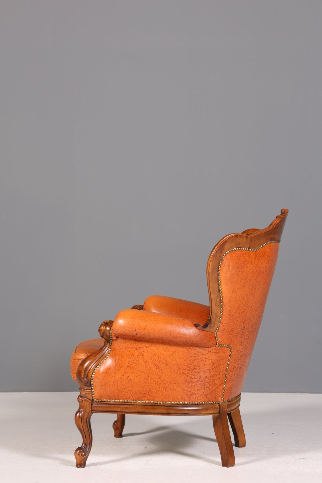 Königlicher Barock Sessel echt Rokoko Leder Armlehnsessel  Luxus Chesterfield Sessel 1 von 2