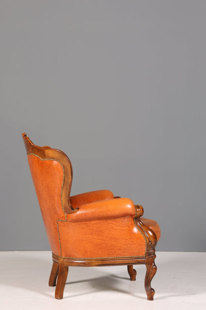 Königlicher Barock Sessel echt Rokoko Leder Armlehnsessel  Luxus Chesterfield Sessel 1 von 2