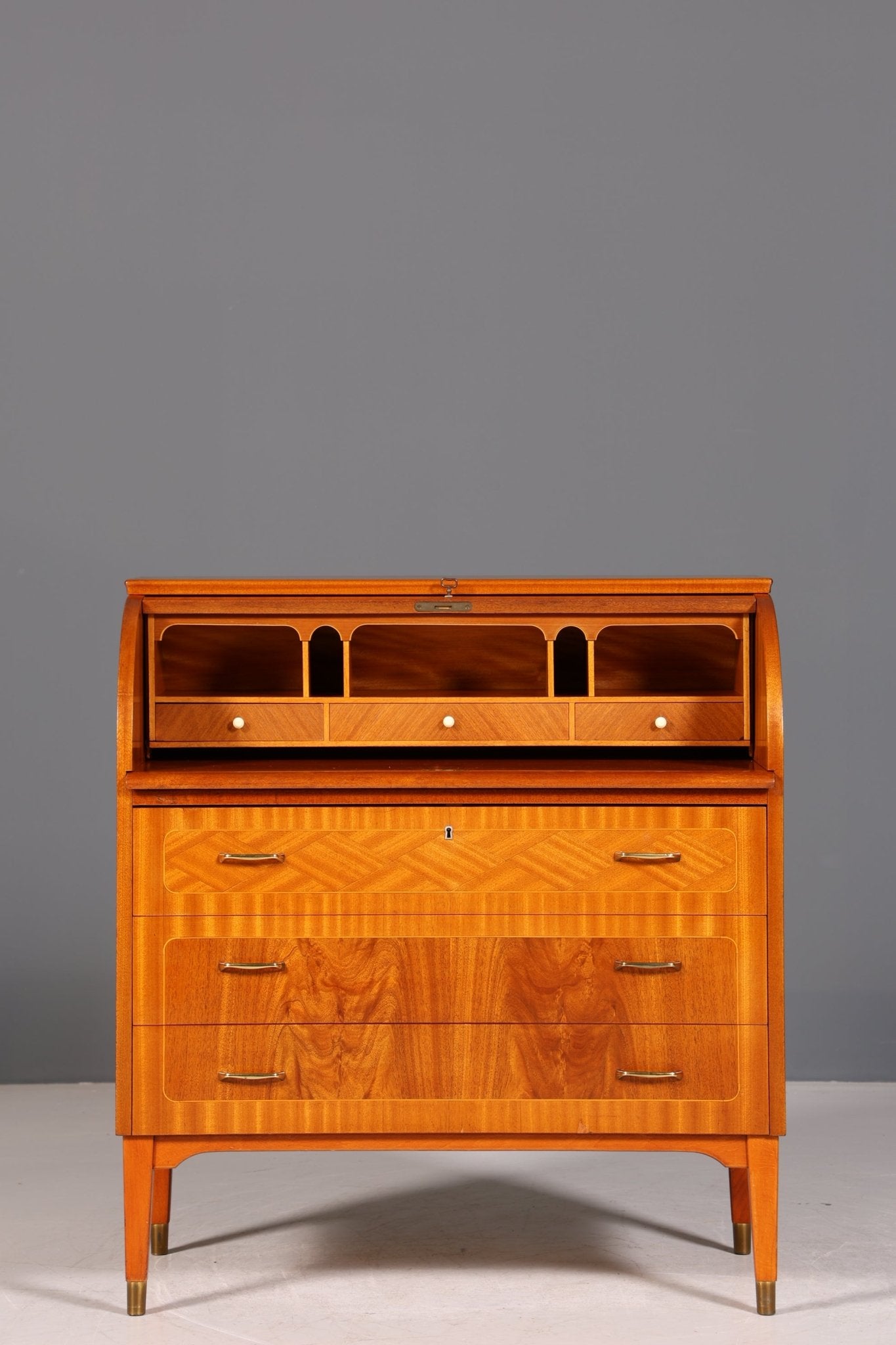 Mid Century Rollladen Sekretär von Bröderna Gustafssons Büro Schrank Schreibkommode 60s Schreibmöbel