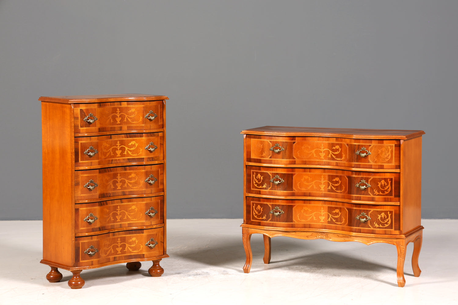 Traumhafte Kommode im Barock Stil Sideboard Intarsien echt Holz Schubladenkommode