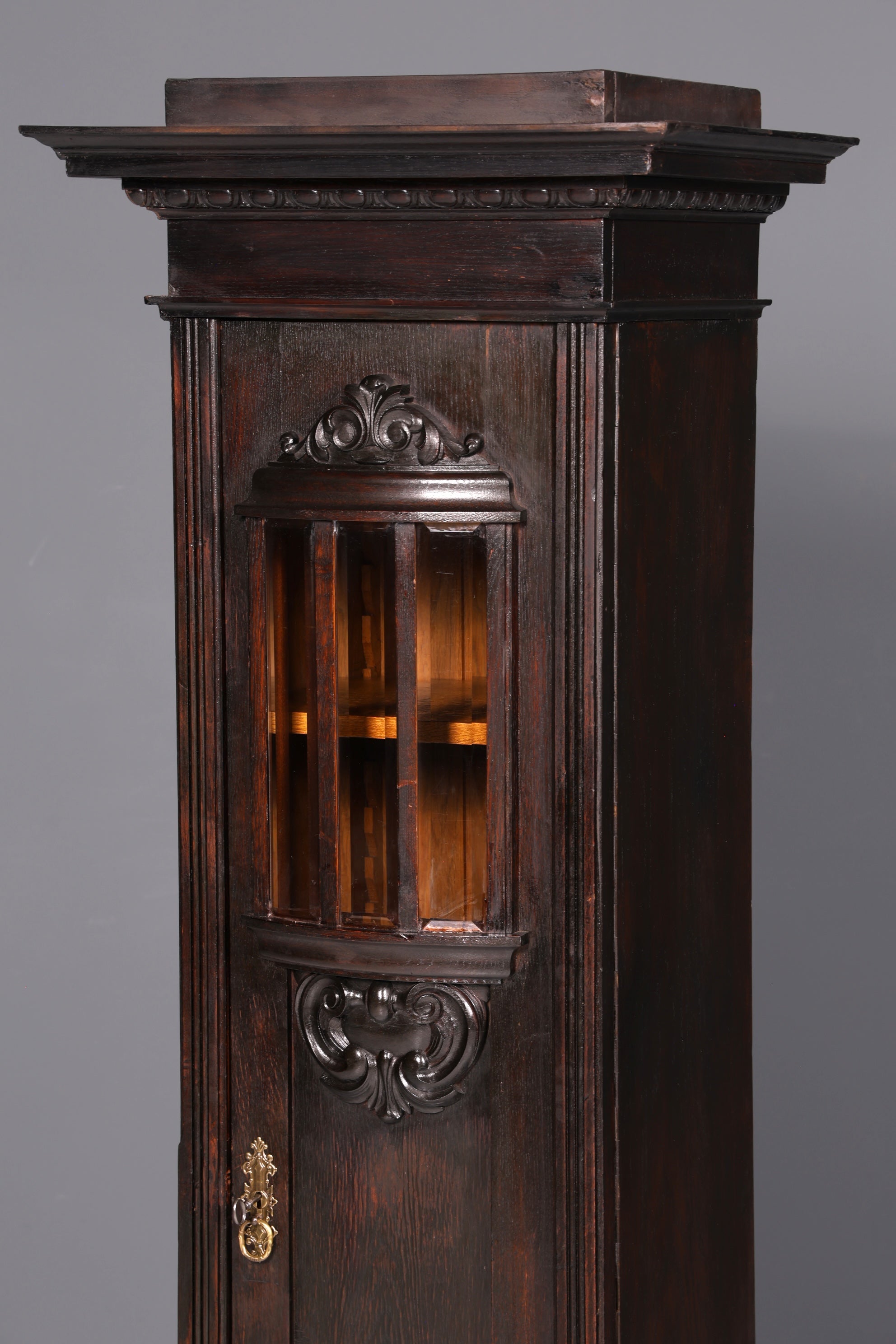 Prachtvolle Jugendstil Vitrine Eiche Antiker Bücherschrank Geschirrschrank Glasvitrine Schrank Antik 2 von 2