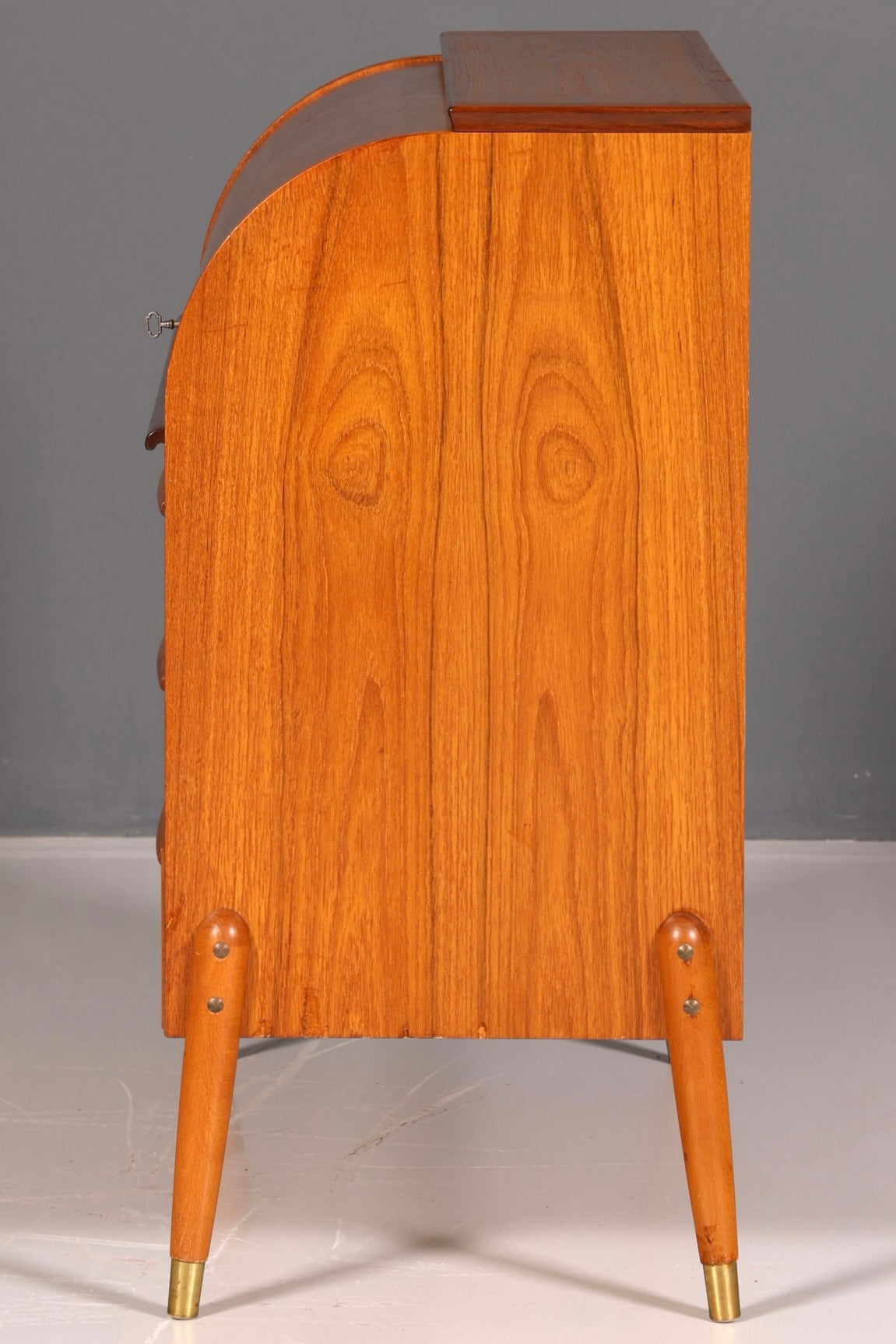Beautiful mid-century roll-top writing bureau, desk, office cabinet, vintage 1960s wood