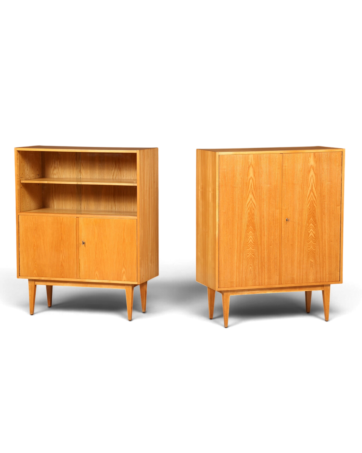 Hauptstadt Möblerei Hellerau Highboard Modell 602 von Franz Ehrlich aus hellem Echtholz im Mid Century Design
