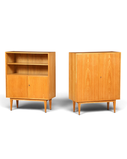 Hauptstadt Möblerei Hellerau Highboard Modell 602 von Franz Ehrlich aus hellem Echtholz im Mid Century Design
