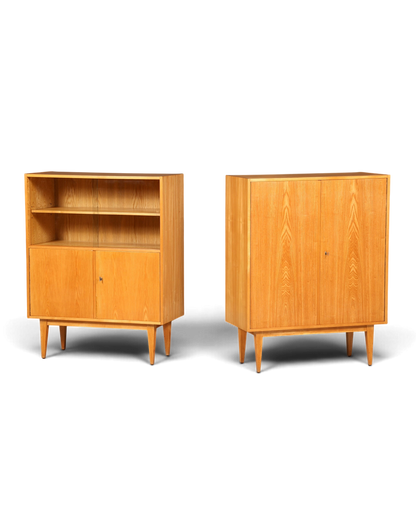 Hauptstadt Möblerei Hellerau Schrank Modell 602 von Franz Ehrlich aus hellem Echtholz im Mid Century Design