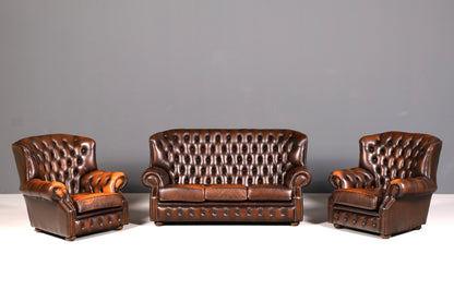 Original Chesterfield Ohrenbacken Sessel Englisch Leder Herrensessel UK Armlehnsessel 1 von 2