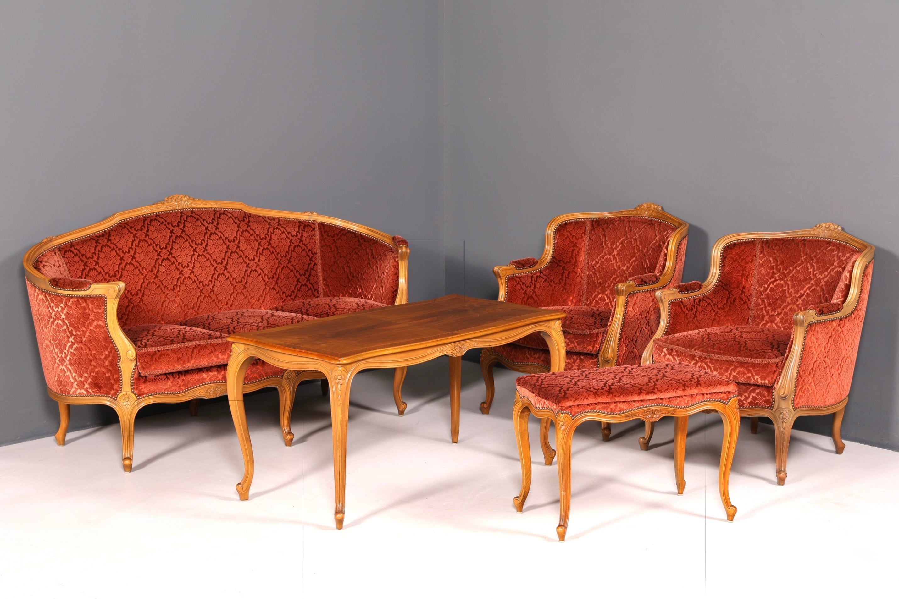 Wunderschöner Chippendale Hocker Barock Antik Stil Fussablage Schemel