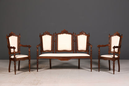 Elegant Neo-Renaissance armchair, antique Historicist chair, Gründerzeit secretary chair, desk chair, upholstered chair 2 of 2