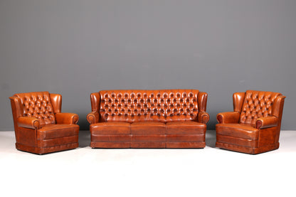 Stilvoller Original Chesterfield Sessel Englischer Armlehnsessel Cognac Echt Leder Herrensessel 2 von 2