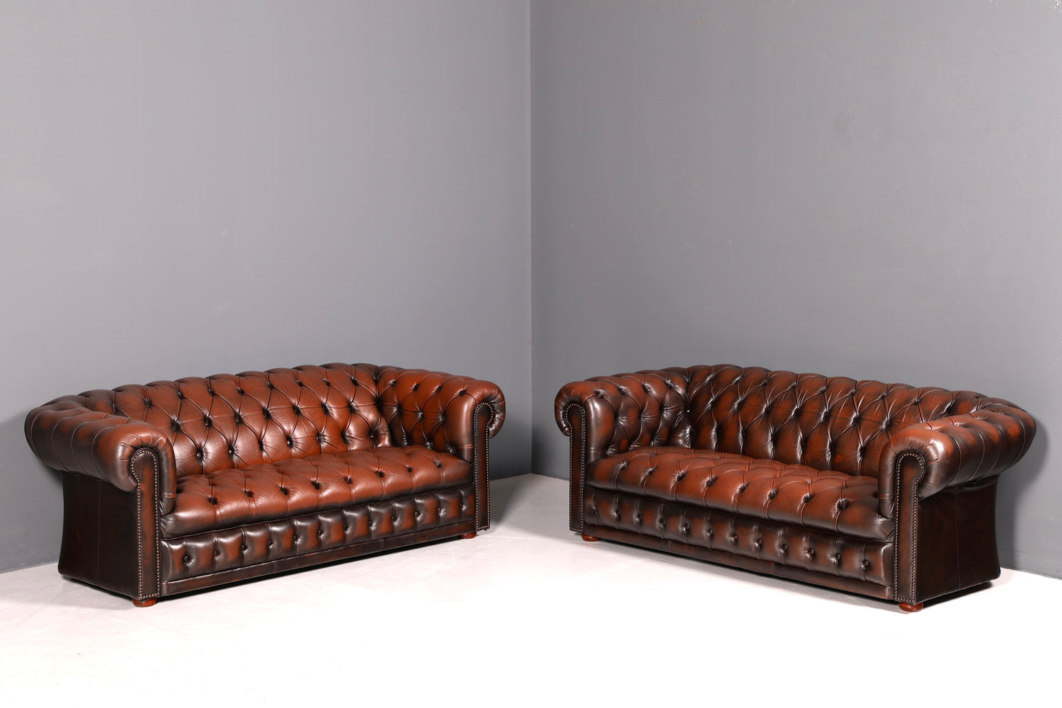Wunderschönes Original Chesterfield Sofa 2-Sitzer Couch Englisches echt Leder Sofa UK 1 von 2