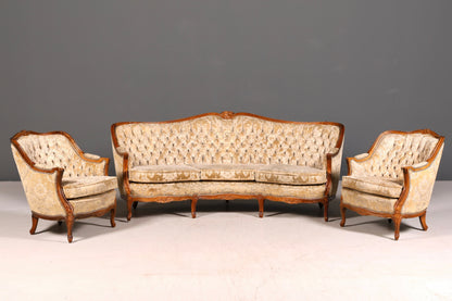 Wunderschönes Chippendale Sofa Barock Stil Couch Samt Stoff 3 Sitzer Canapé