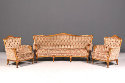 Edler Chippendale Armlehnsessel Barock Stil Sessel Samt Stoff Armchair Antik 1 von 2