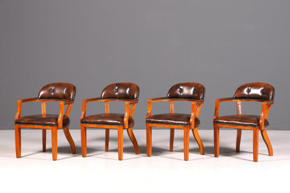Wunderschöner Chesterfield Armlehnstuhl Braun Echt Leder Englisch Bürostuhl Schreibtischstuhl Sekretär Stuhl Court Chair 3 von 4
