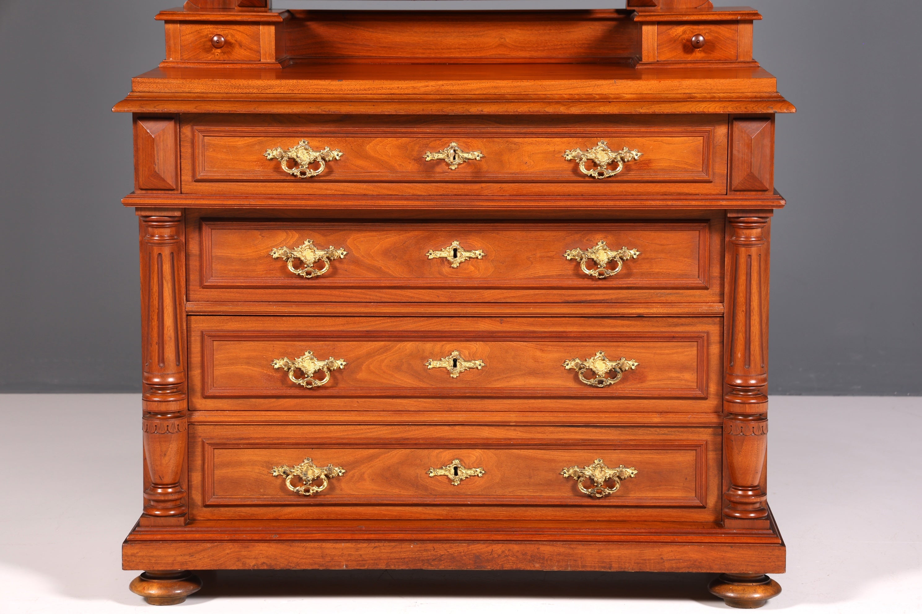 Edle Louis Philippe Kommode mit Spiegelaufsatz Gründerzeit Frisierkommode Holz Schrank Antik Flurschrank um 1880