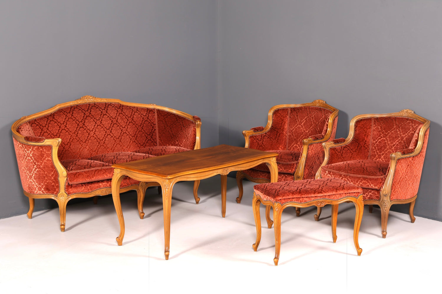 Edler Chippendale Armlehnsessel Barock Stil Sessel Samt Stoff Armchair Sessel 2 von 2