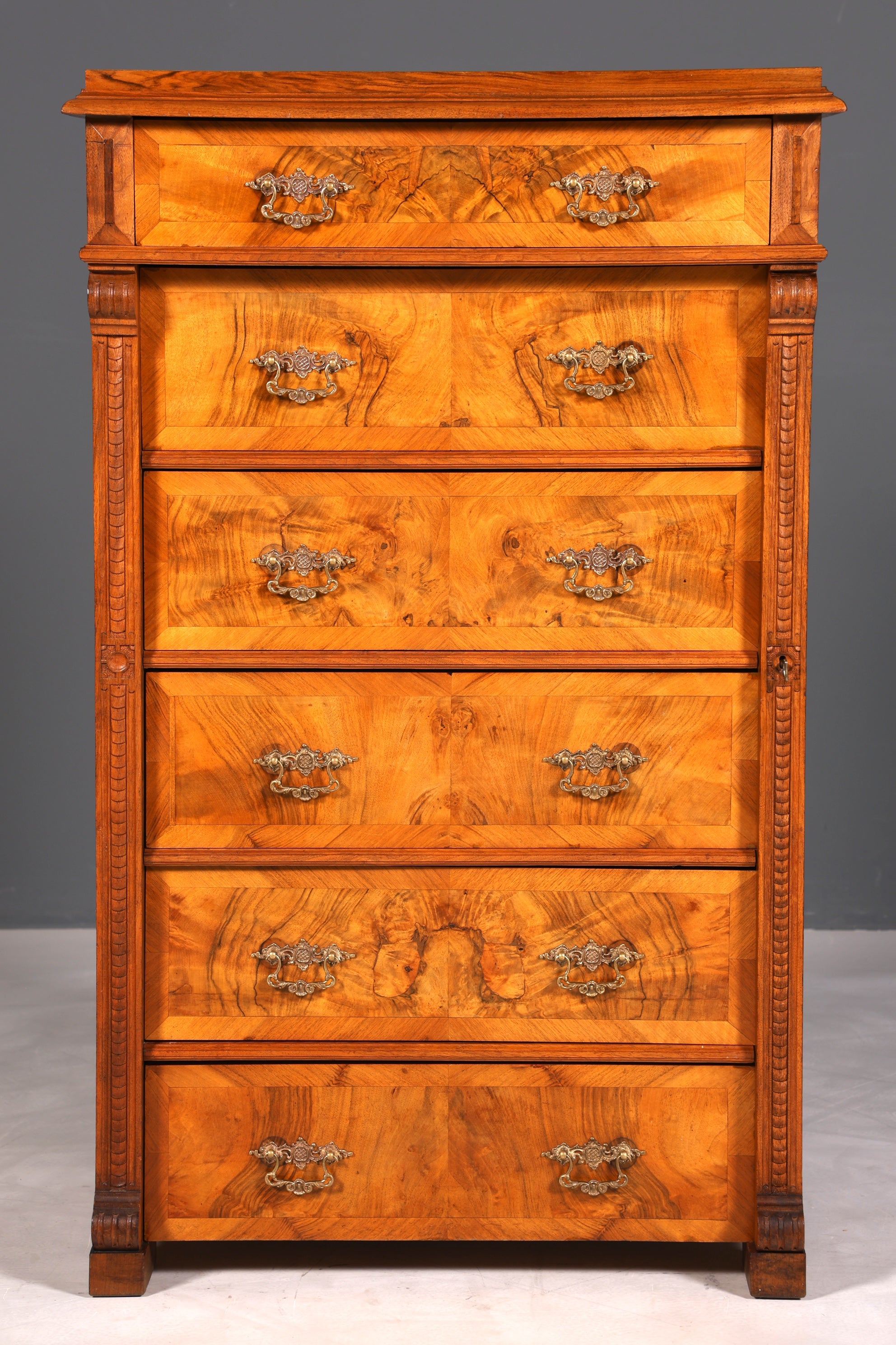 F898 Finish cm Wunderschöne Gründerzeit Kommode Jugendstil Vertiko Schubladenkommode Antik Wäschekommode