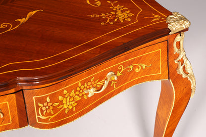 Magnificent XXL Louis XV style French desk, antique inlaid office table