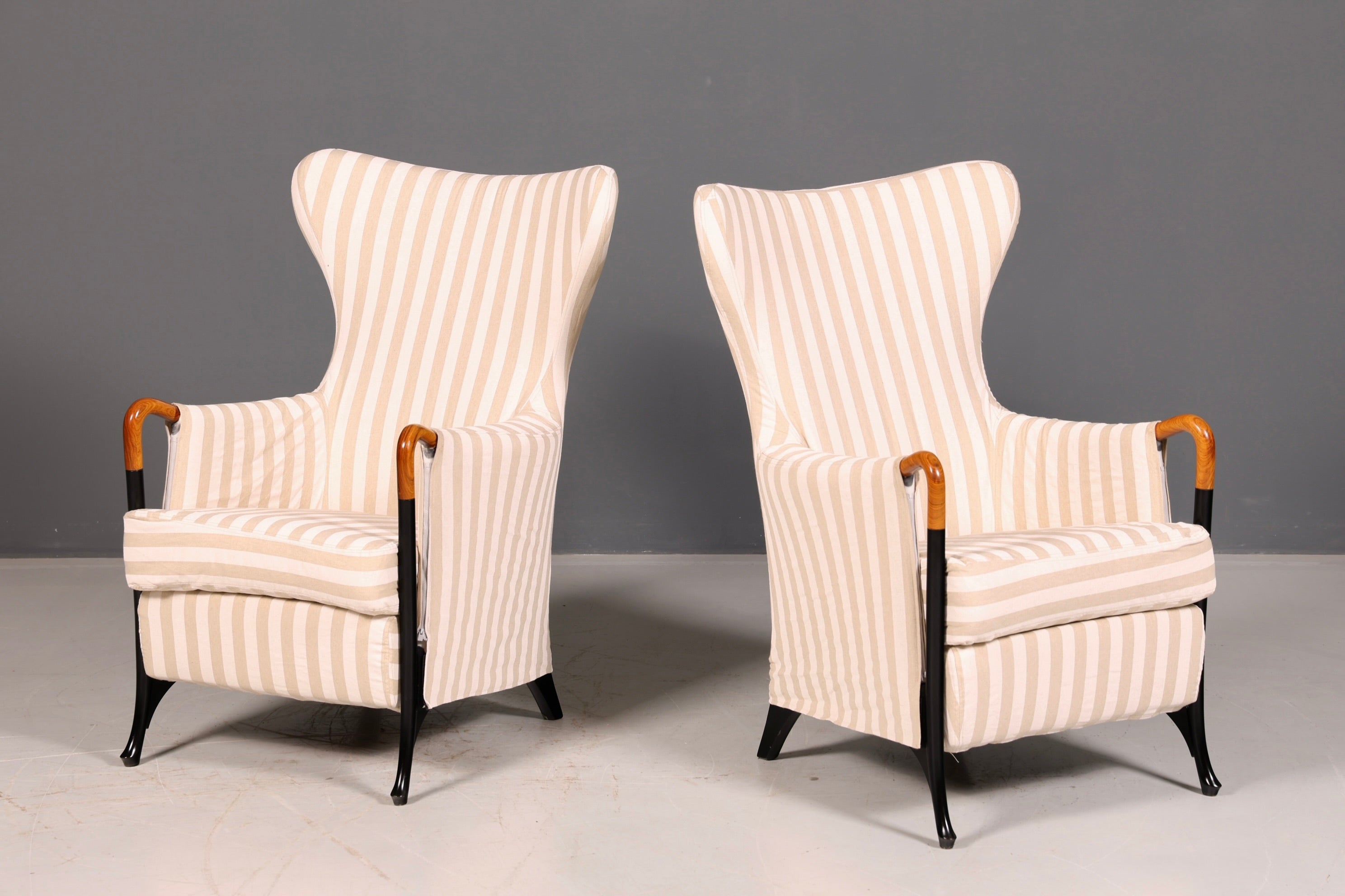 Edler Original Giorgetti Progetti Ohrensessel Umberto Asnago Design Sessel Italien Stoff Vintage 2 von 2