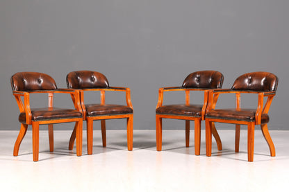 Wunderschöner Chesterfield Armlehnstuhl Braun Echt Leder Englisch Bürostuhl Schreibtischstuhl Sekretär Stuhl Court Chair 2 von 4