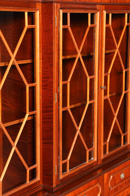 Beeindruckende Englische Vitrine Bibliothek Bücherschrank Glasvitrine Buffet Schrank Echt Holz Antik Vintage