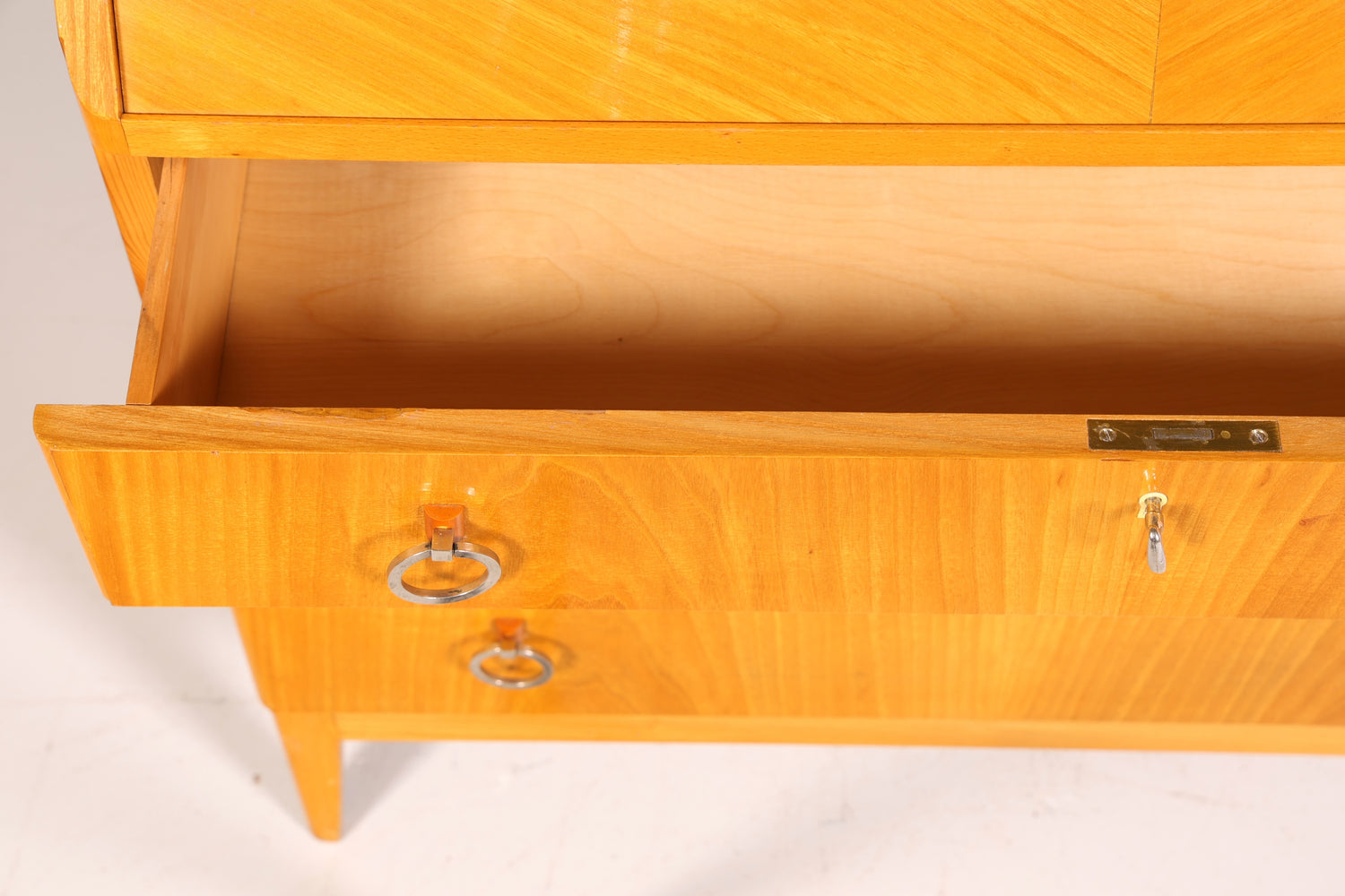 Schlichter Mid Century Sekretär Vintage Schreibmöbel echt Holz Kommode Retro Office Secretary