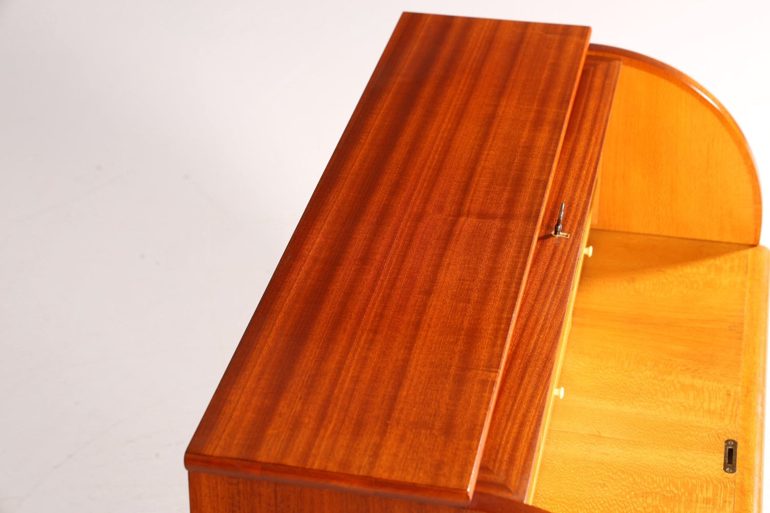 Simple Mid Century Roller Shutter Secretary Real Wood Office Cabinet Vintage Writing Desk