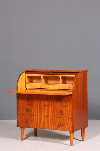 Simple Mid Century Roller Shutter Secretary Real Wood Office Cabinet Vintage Writing Desk