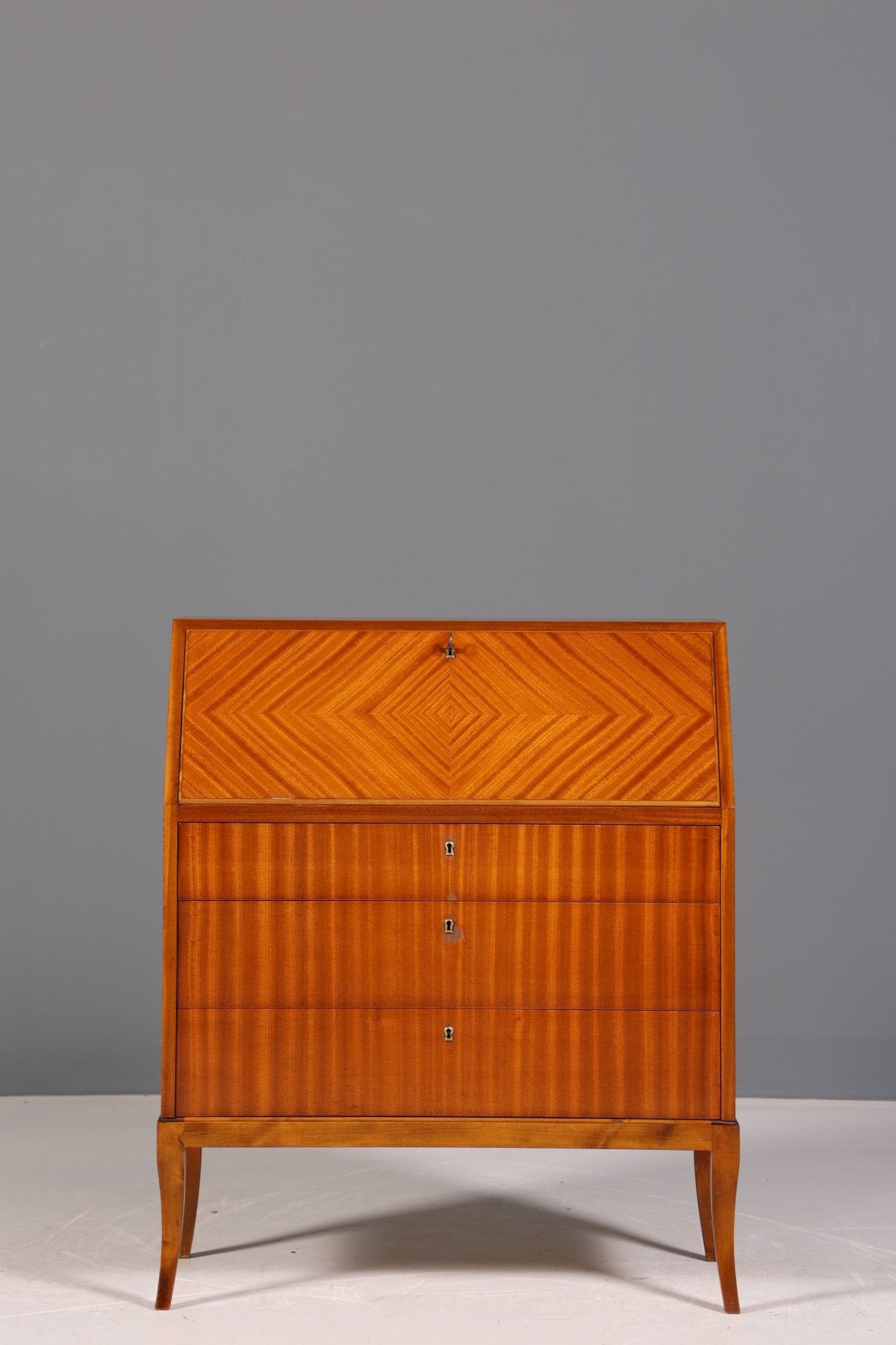 Schlichter Mid Century Sekretär Danish Design Büro Schrank Vintage Kommode Schreibtisch