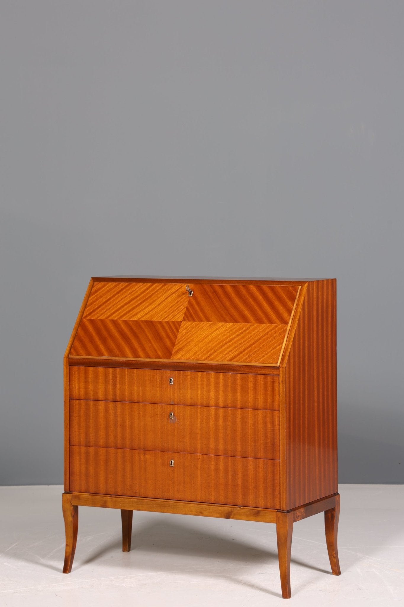 Schlichter Mid Century Sekretär Danish Design Büro Schrank Vintage Kommode Schreibtisch