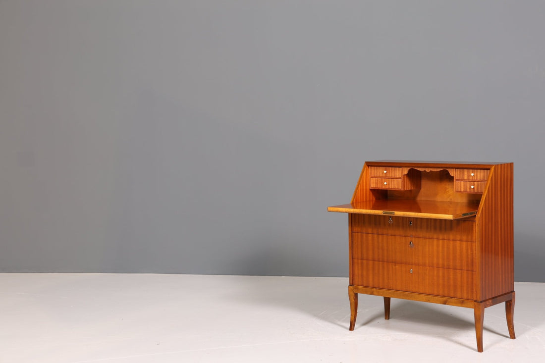 Schlichter Mid Century Sekretär Danish Design Büro Schrank Vintage Kommode Schreibtisch
