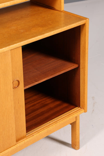 Schlichtes Mid Century Bücherregal Danish Design Schrank Retro Kommode Schiebetür Regal Vintage