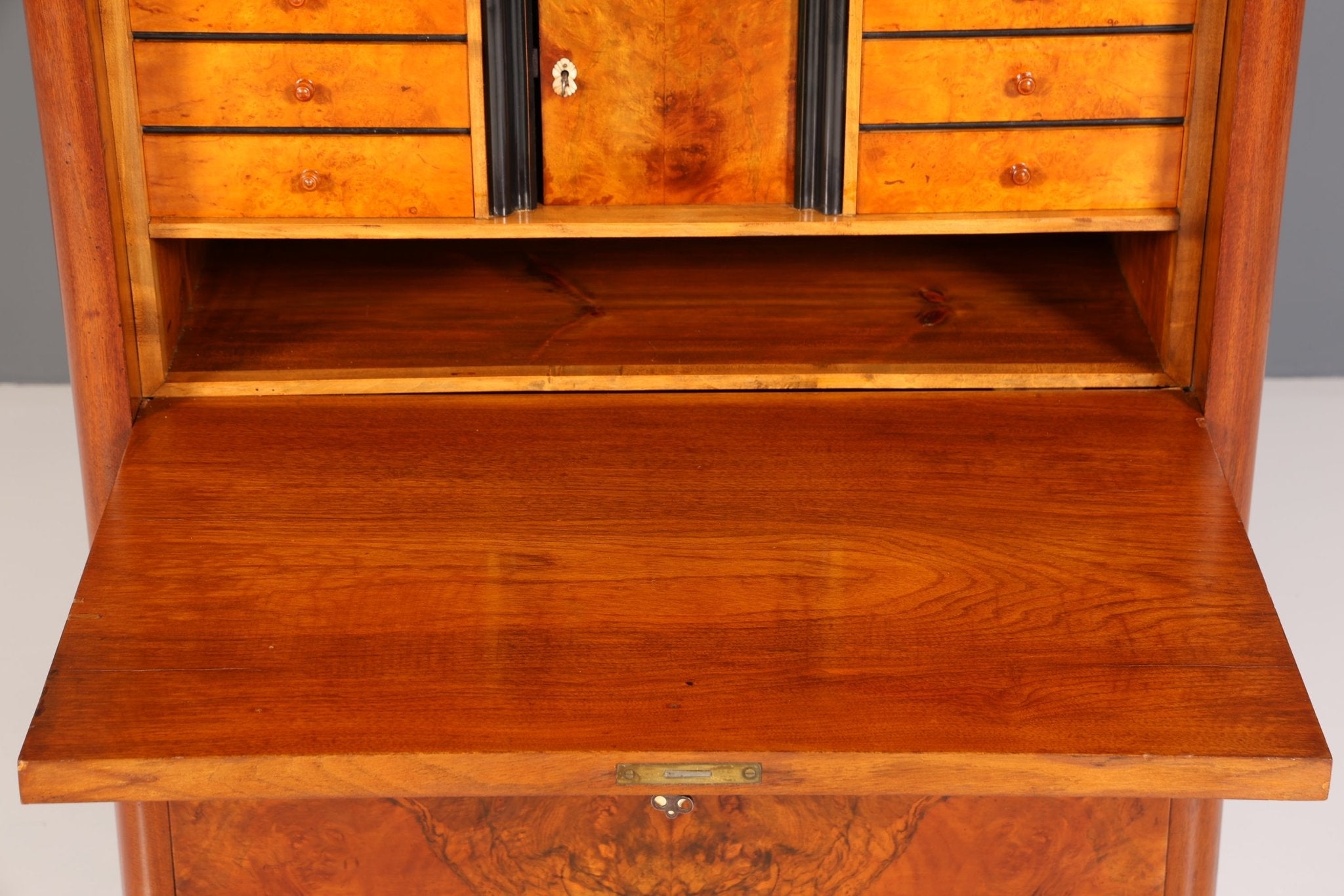 Stylish Biedermeier Secretary Vertiko Antique Chest of Drawers Louis Philippe Writing Desk