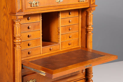 Stilvoller Gründerzeit Sekretär Vertiko Highboard Louis Philippe Kommode um 1880