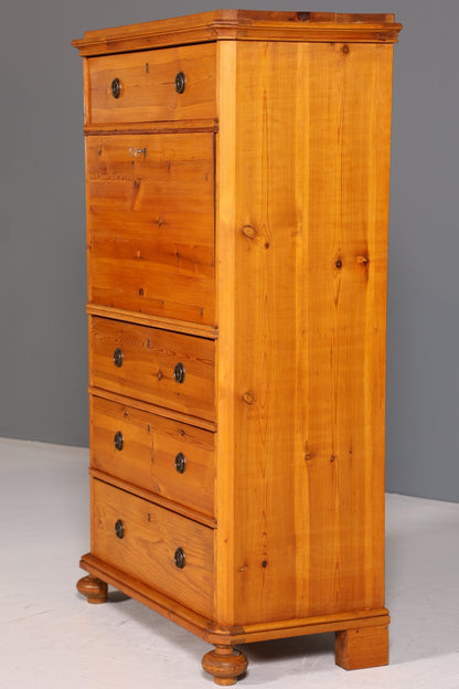 Stilvoller Jugendstil Sekretär Vertiko Antik Weichholz Kommode um 1890 Schreibkommode