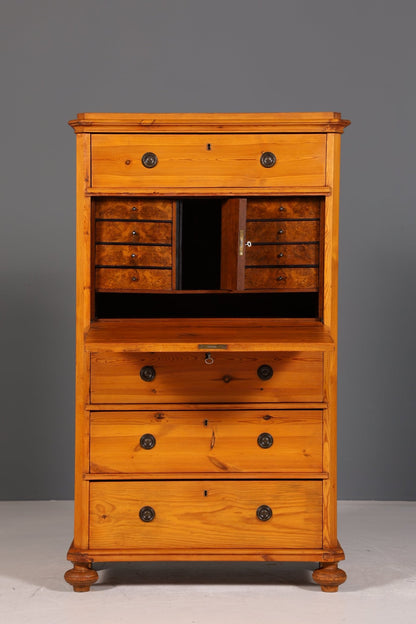 Stilvoller Jugendstil Sekretär Vertiko Antik Weichholz Kommode um 1890 Schreibkommode