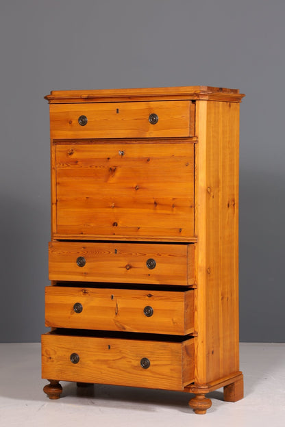 Stilvoller Jugendstil Sekretär Vertiko Antik Weichholz Kommode um 1890 Schreibkommode