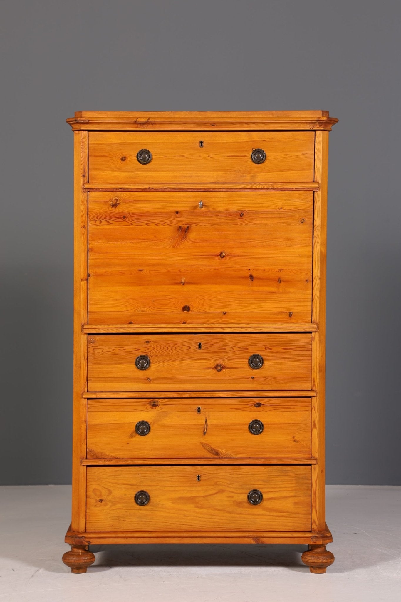 Stilvoller Jugendstil Sekretär Vertiko Antik Weichholz Kommode um 1890 Schreibkommode