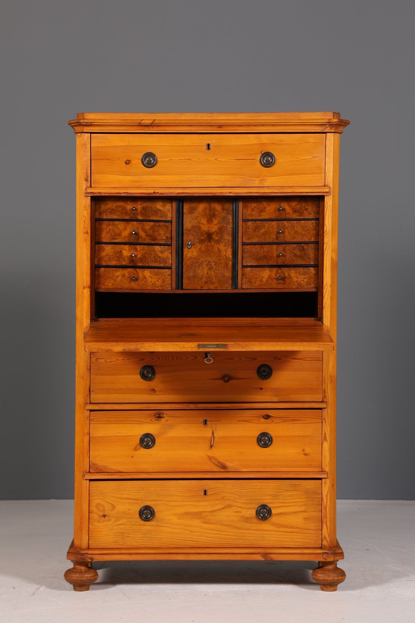 Stilvoller Jugendstil Sekretär Vertiko Antik Weichholz Kommode um 1890 Schreibkommode