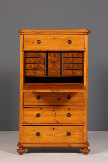 Stilvoller Jugendstil Sekretär Vertiko Antik Weichholz Kommode um 1890 Schreibkommode