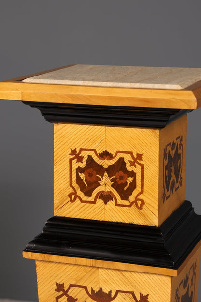 Dreamlike Baroque Style Column Louis XV Flower Column Natural Stone Marble Storage Table 1 of 2