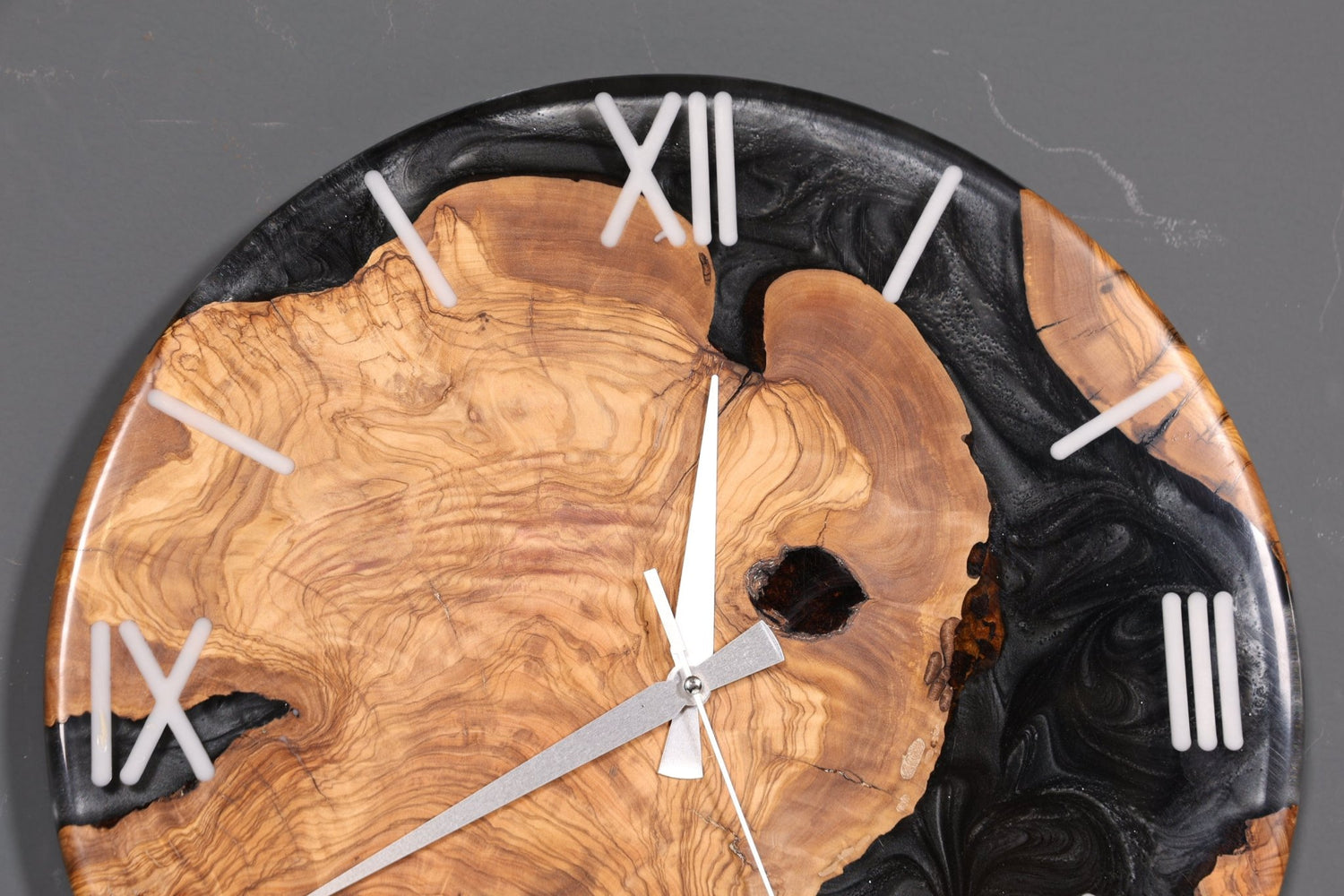Fantastic handmade epoxy resin wall clock olive tree clock epoxy analog clock 
