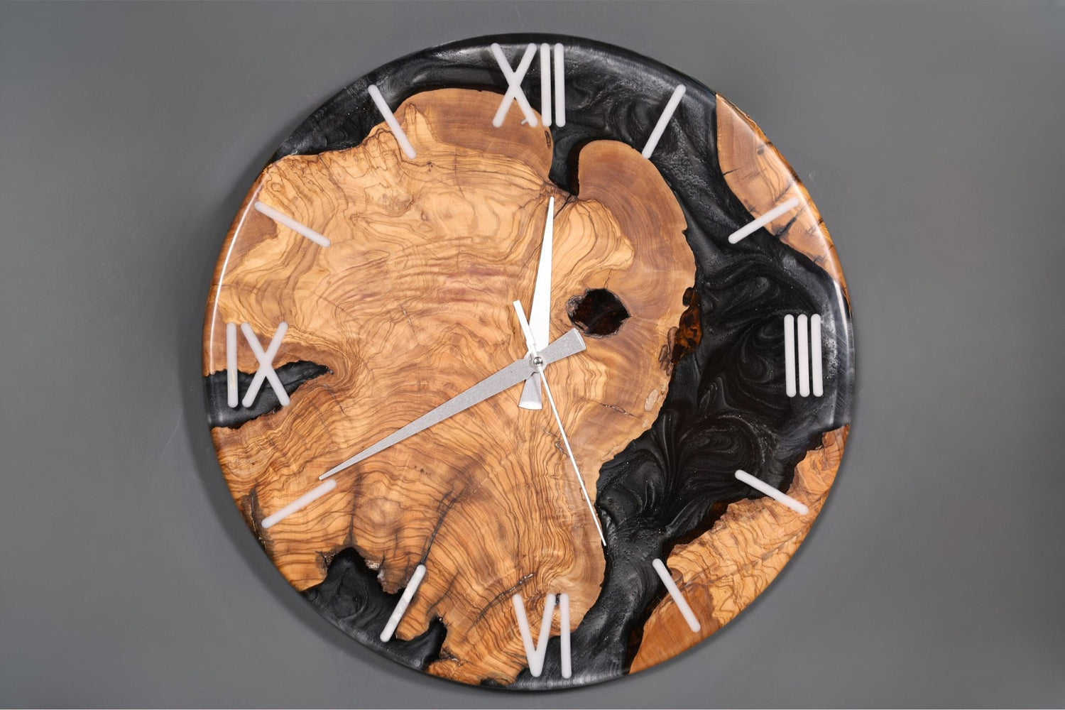 Fantastic handmade epoxy resin wall clock olive tree clock epoxy analog clock 