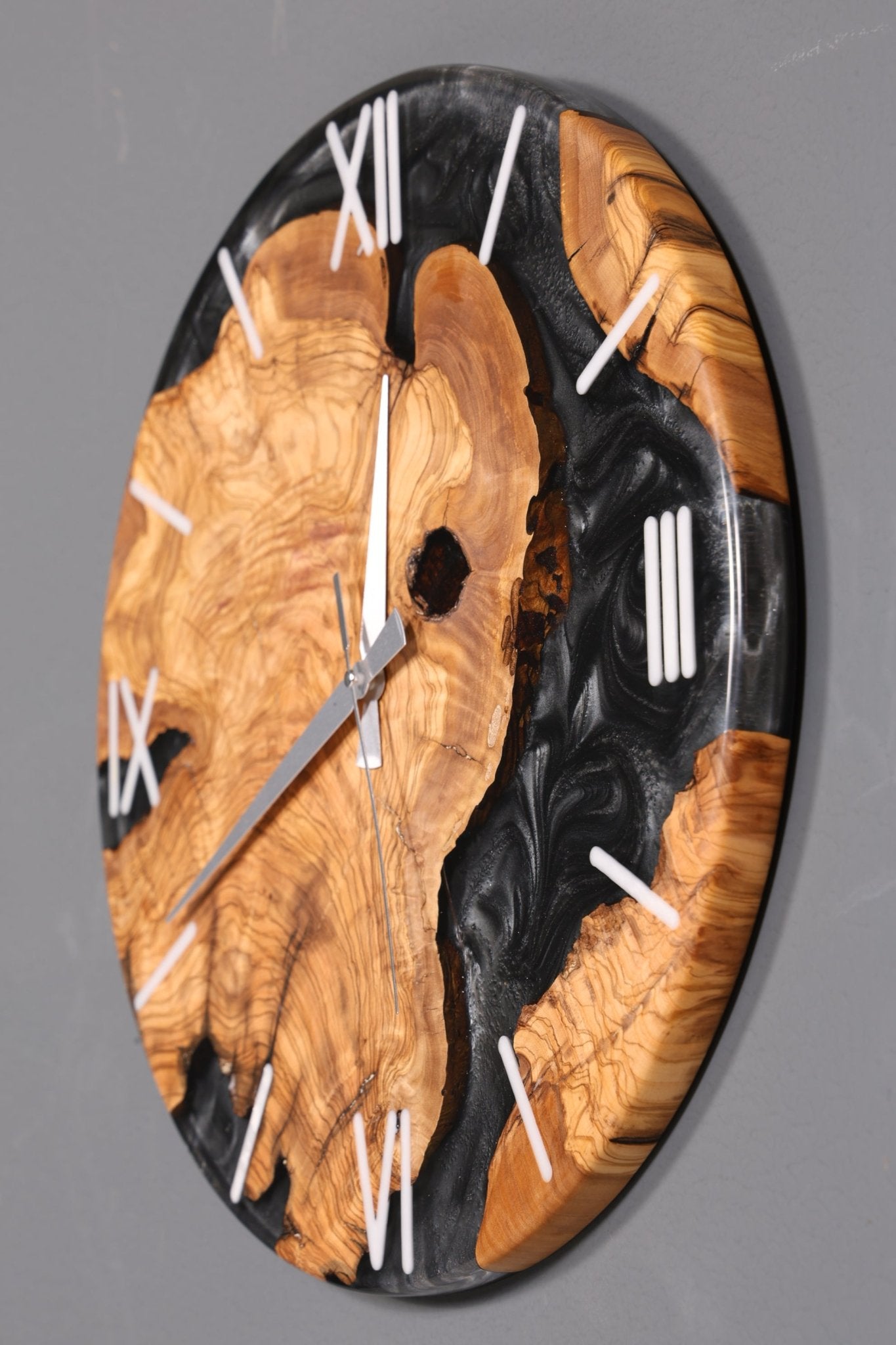 Fantastic handmade epoxy resin wall clock olive tree clock epoxy analog clock 