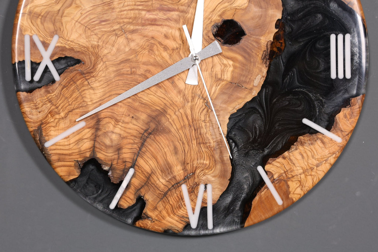 Fantastic handmade epoxy resin wall clock olive tree clock epoxy analog clock 