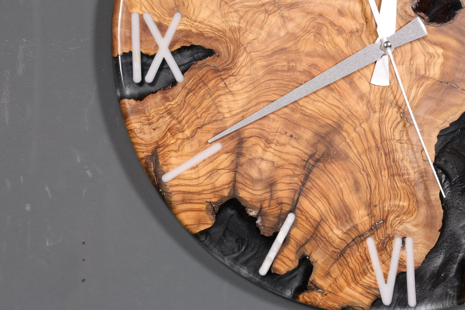 Fantastic handmade epoxy resin wall clock olive tree clock epoxy analog clock 