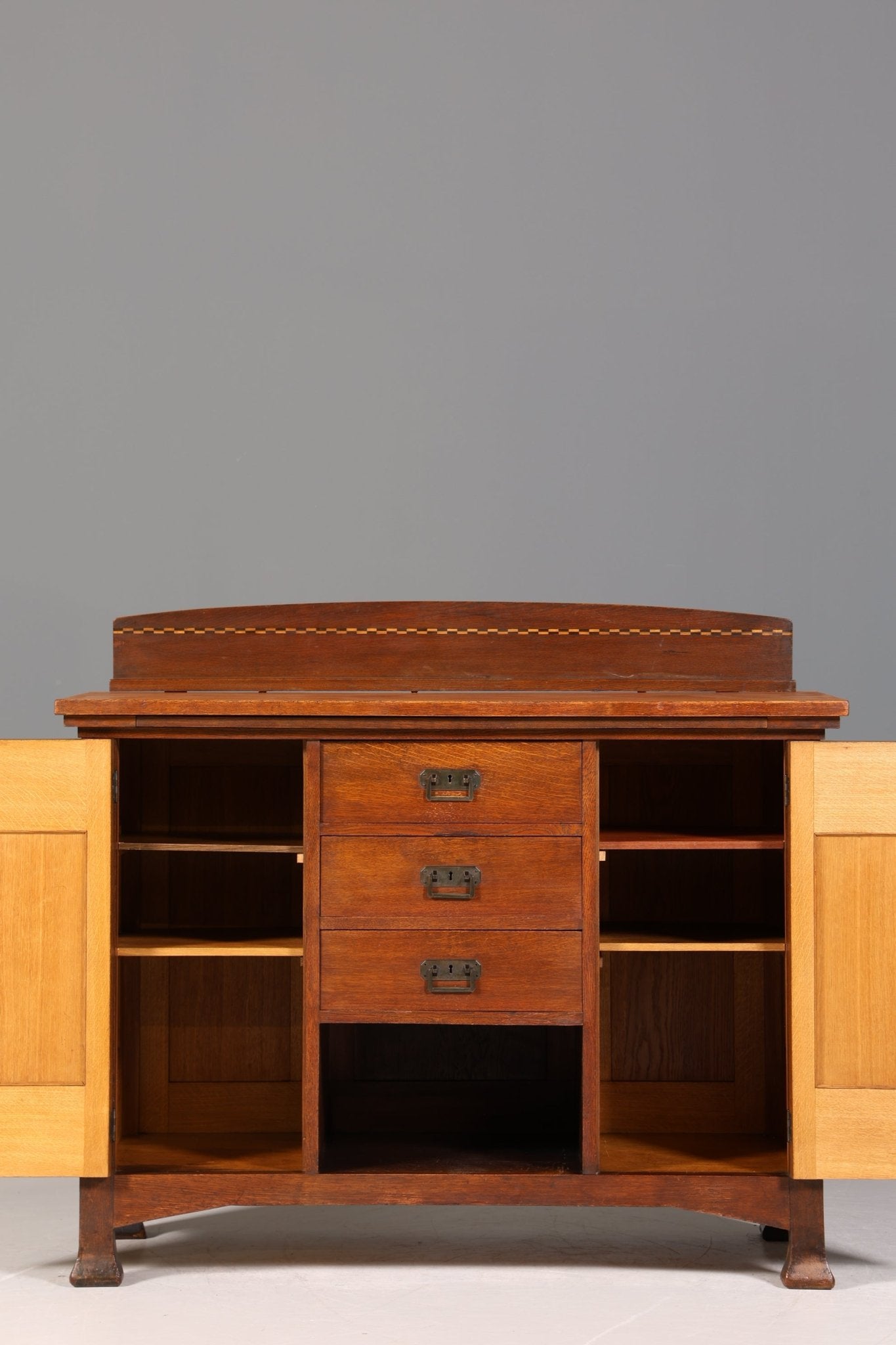 Traumhaftes Jugendstil Sideboard Antik Eiche Kredenz Schrank Buffet Anrichte