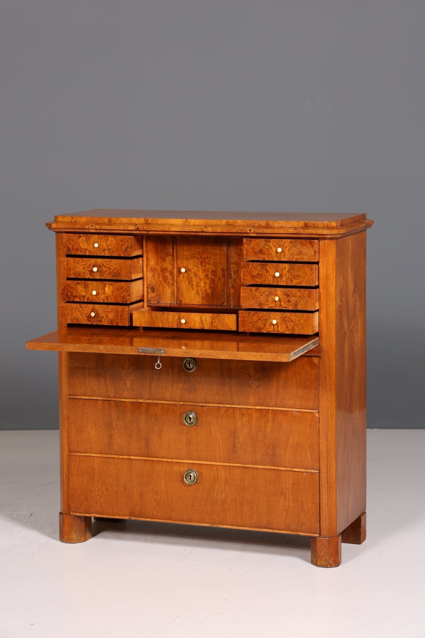 Beautiful Biedermeier Secretary Vertiko Antique Chest of Drawers Office Writing Desk